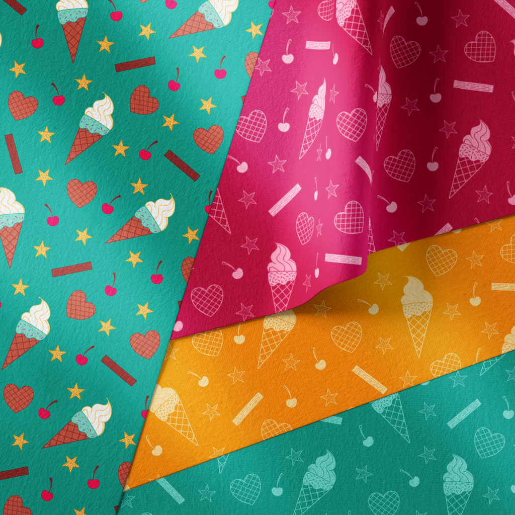 Choose Joy Ice Cream fabric textiles designed by Helen Clamp (unicornfactoryuk)