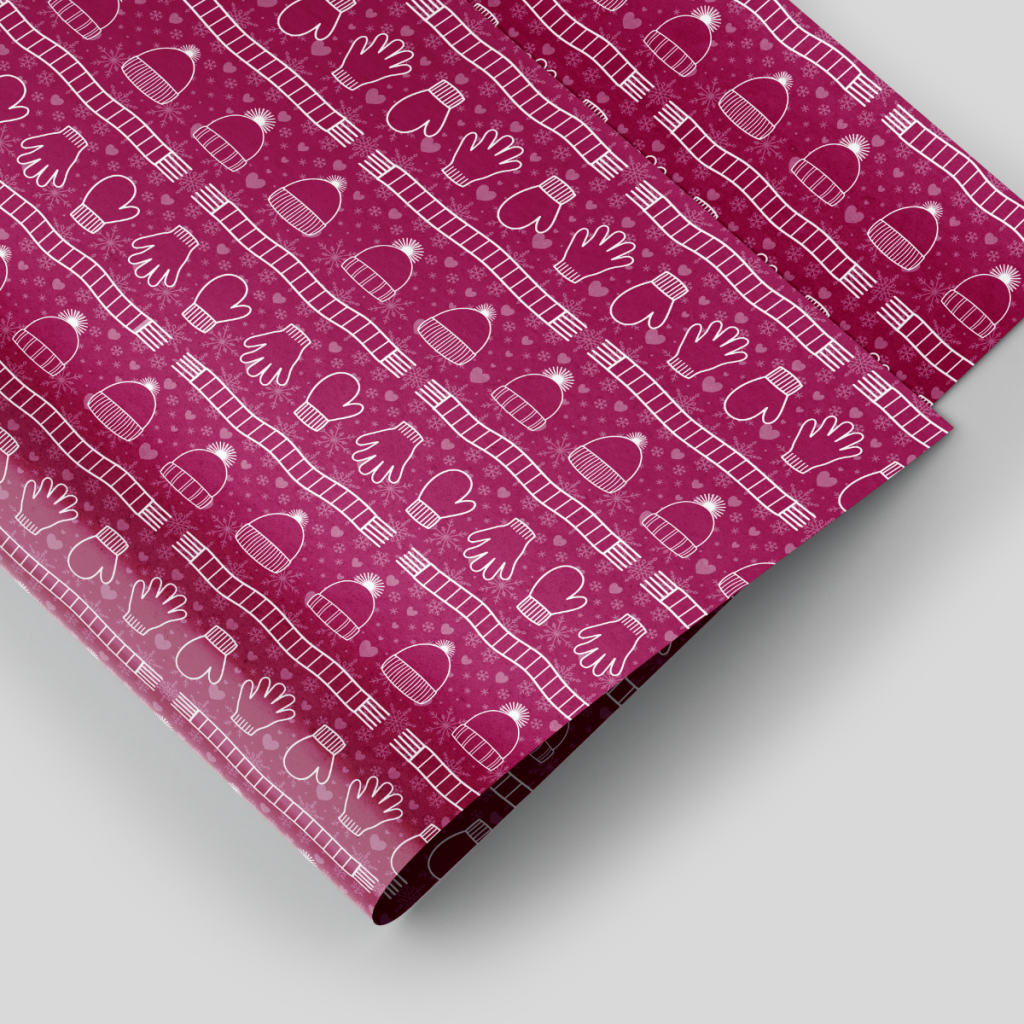 Cost Christmas gift wrap surface pattern design for licensing by Helen Clamp (unicornfactoryuk)