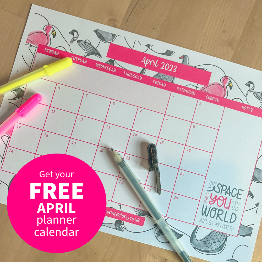 Get your free Wetland Birds Quote April planner calendar