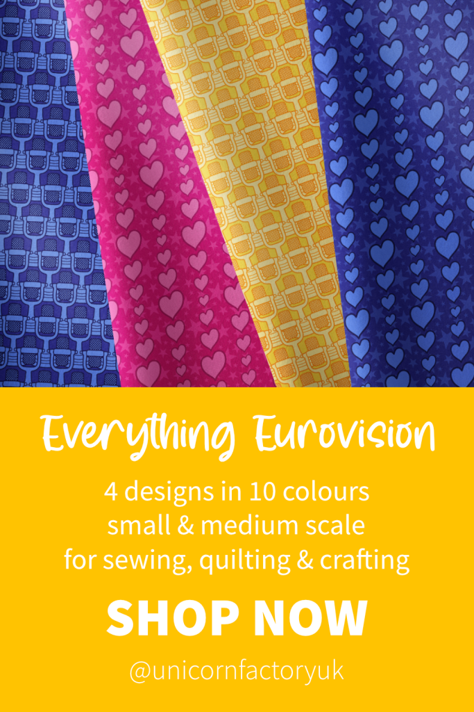 Everything Eurovision. 4 designs in 10 colours. Small and medium scale for sewing, quilting and crafting. Shop Now.