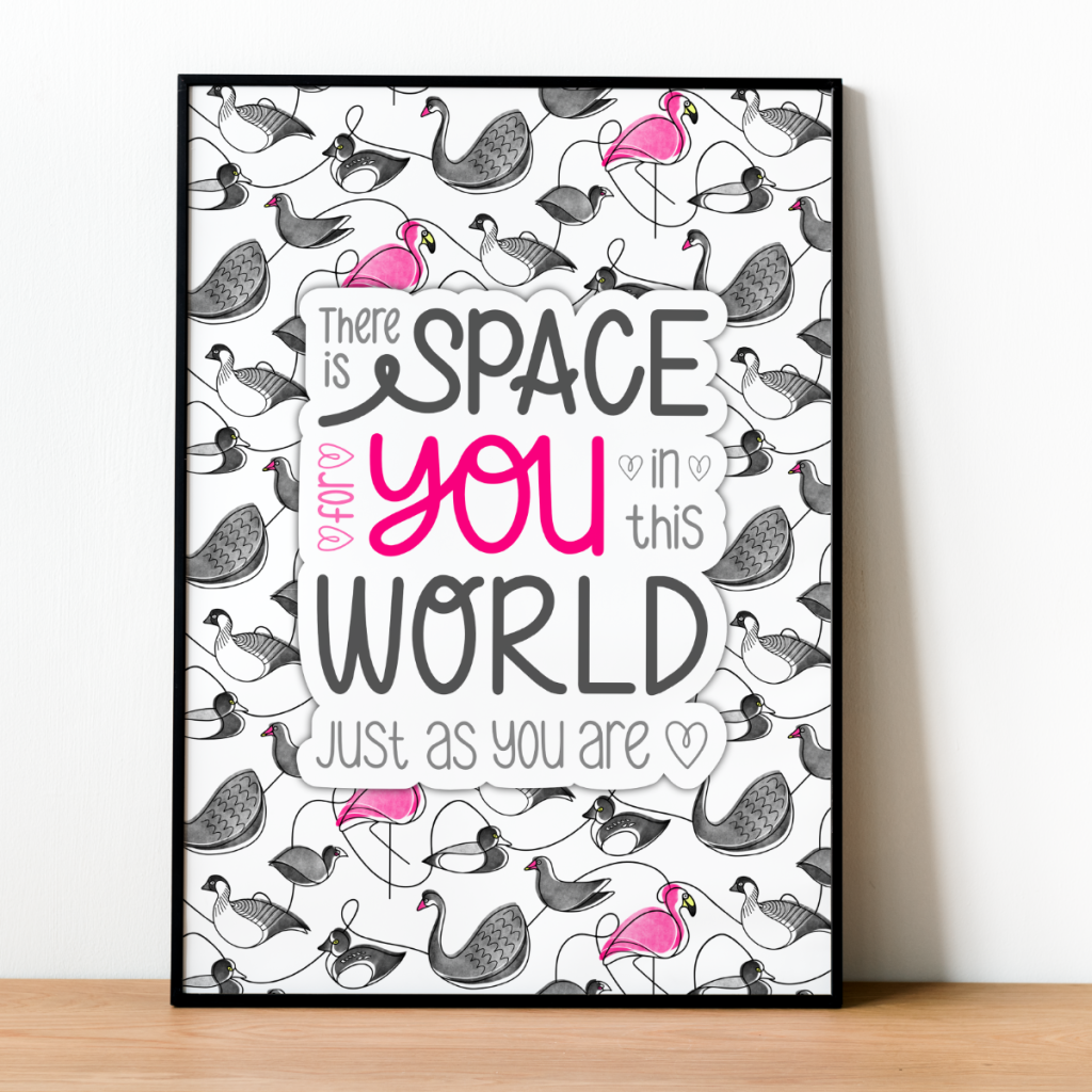 The Unicorn Factory Wetland Birds Quote and Pattern Art Print Illustration April 2023