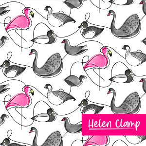 Helen Clamp Portfolio - Wetland Birds Pattern - The Unicorn Factory