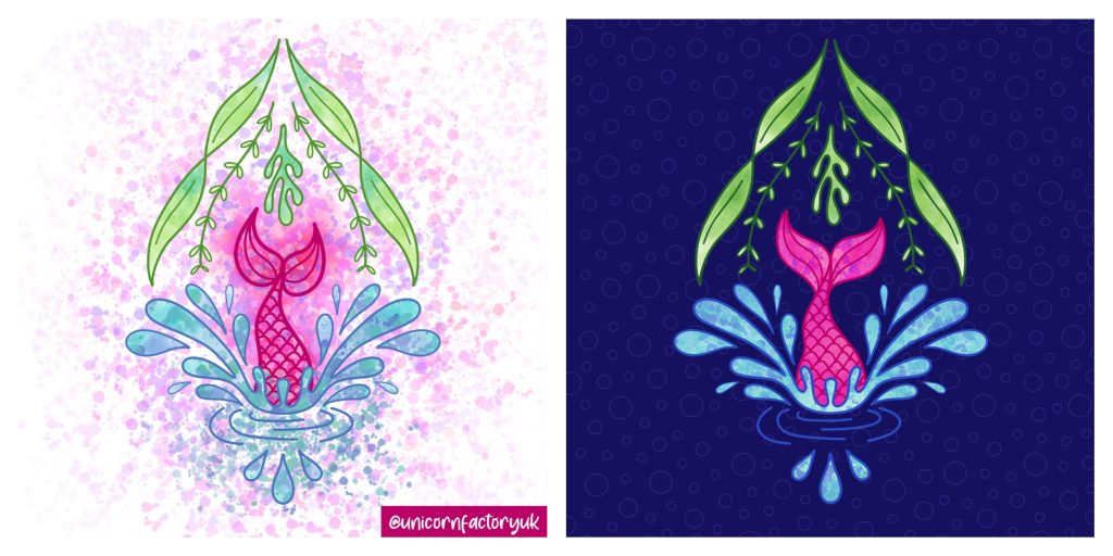 Mermaid tails illustration development © Helen Clamp / The Unicorn Factory 2023