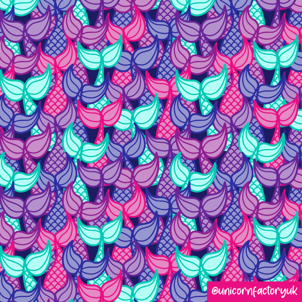 Mermaid tails pattern development © Helen Clamp / The Unicorn Factory 2023