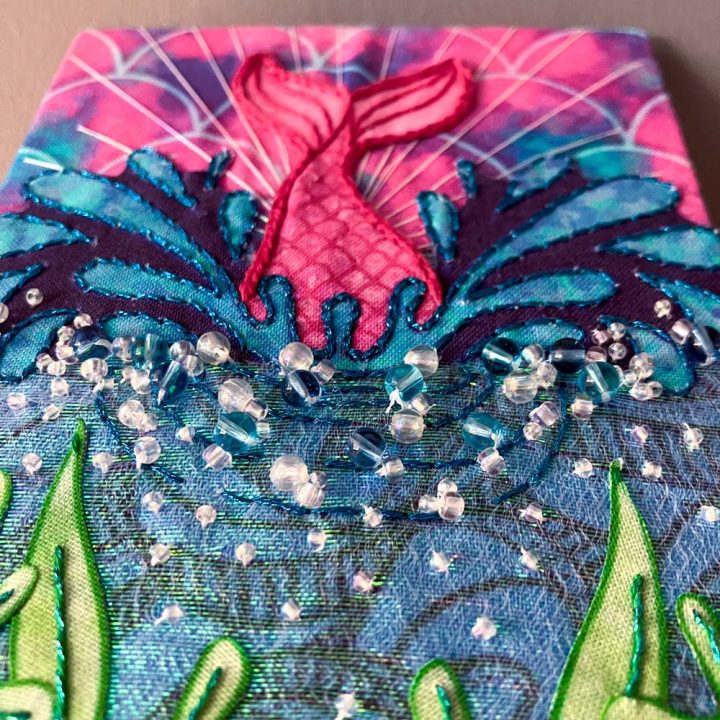 Still Studio Exhibition – Creating the Mermaid Splash embroidery fabric collage