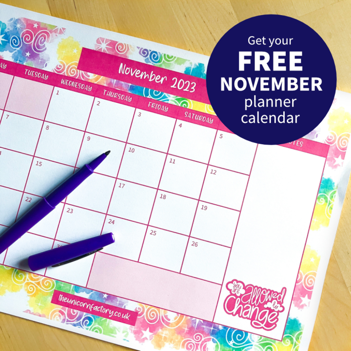 Your FREE Rainbow Sky November Planner Calendar is here
