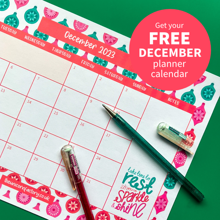 Your FREE Christmas Baubles December Planner Calendar is here