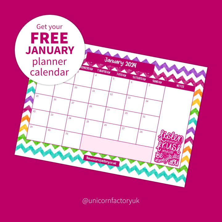 Your FREE Rainbow Chevron January Planner Calendar is here